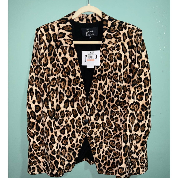 Nina Parker PRINTED BLAZER COLOR: Cheetah Brown SIZE: 2X NWT - Picture 10 of 11